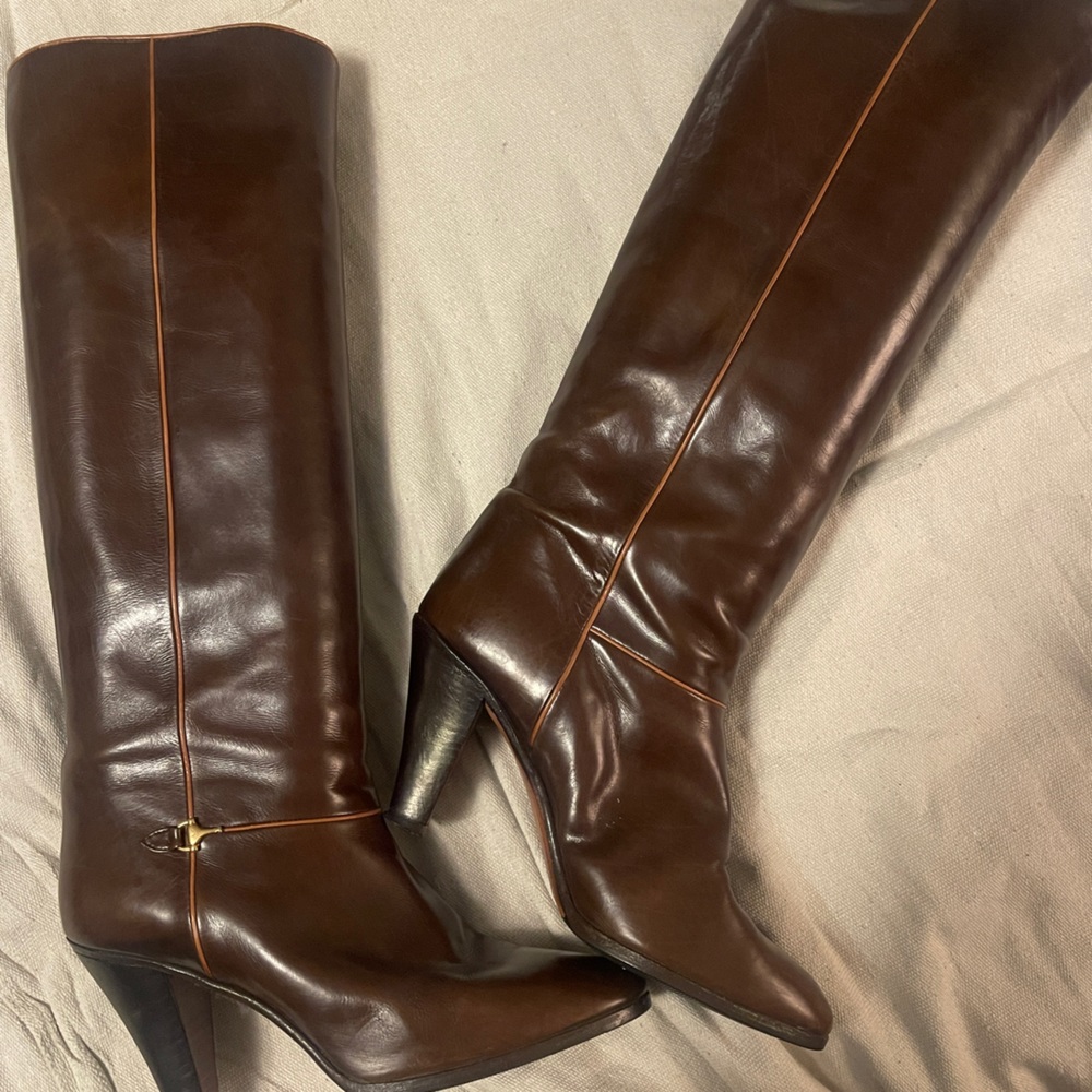 Vintage Gucci Riding Knee High Heeled Boots